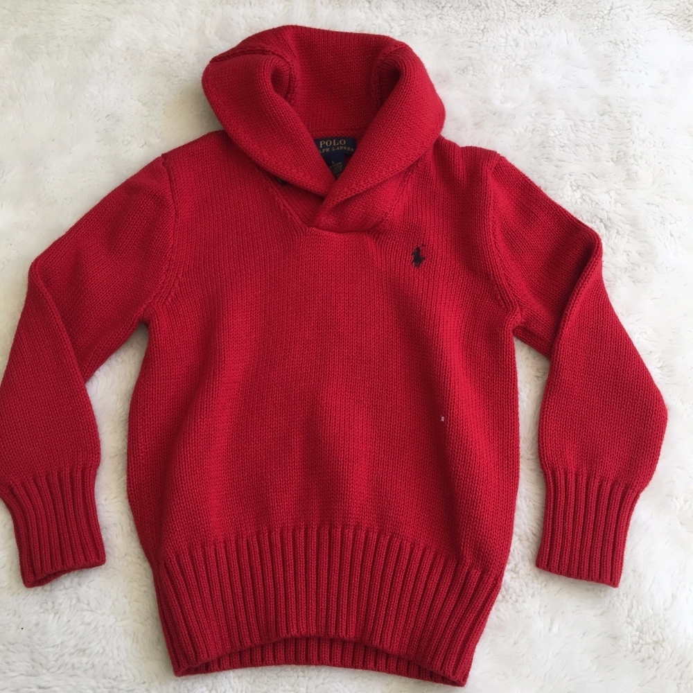 Ralph Lauren Kids Red Knit Sweater Size 5